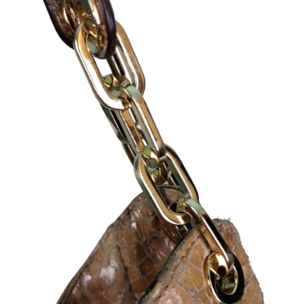 Michael Kors Chain Python Print, Size 11x15x5, Tan - image 4